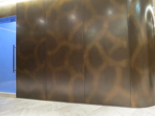 Project- Armani Spa Burj Khalifa Dubai; Finish Code - CT-07; Finish - Bronze Antique; Substrate; MDF Wall Panels ; Size - 1000mm X 2500mm